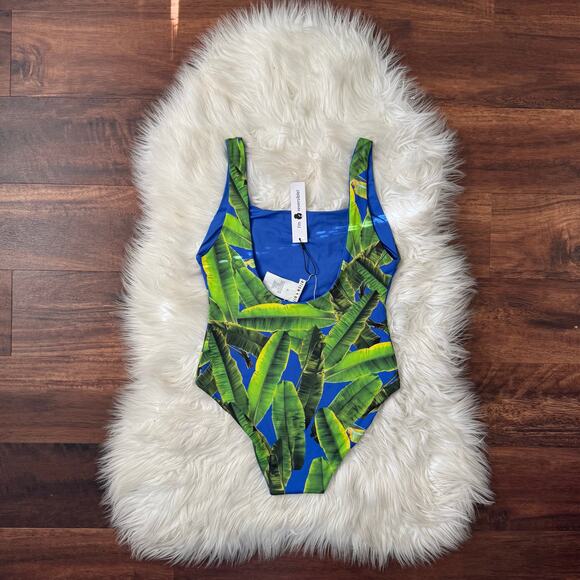 NWT Alice + Olivia Remy Scoop Neck Reversible Swim Bathing Suit Palm Print S - Picture 9 of 11